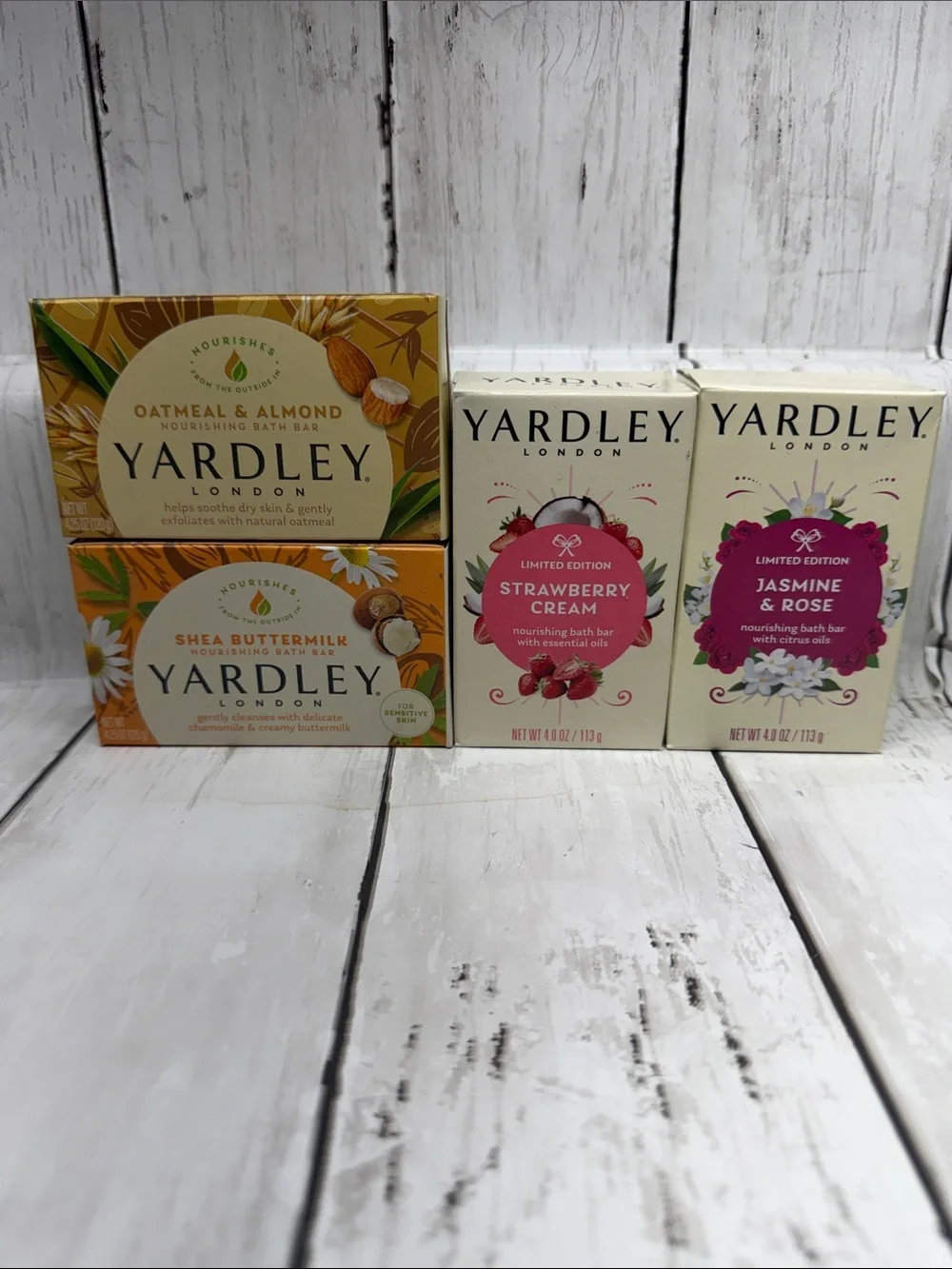 Yardley London Nourishing Bath Bars - Cream, Pink, Orange 4 Bars New